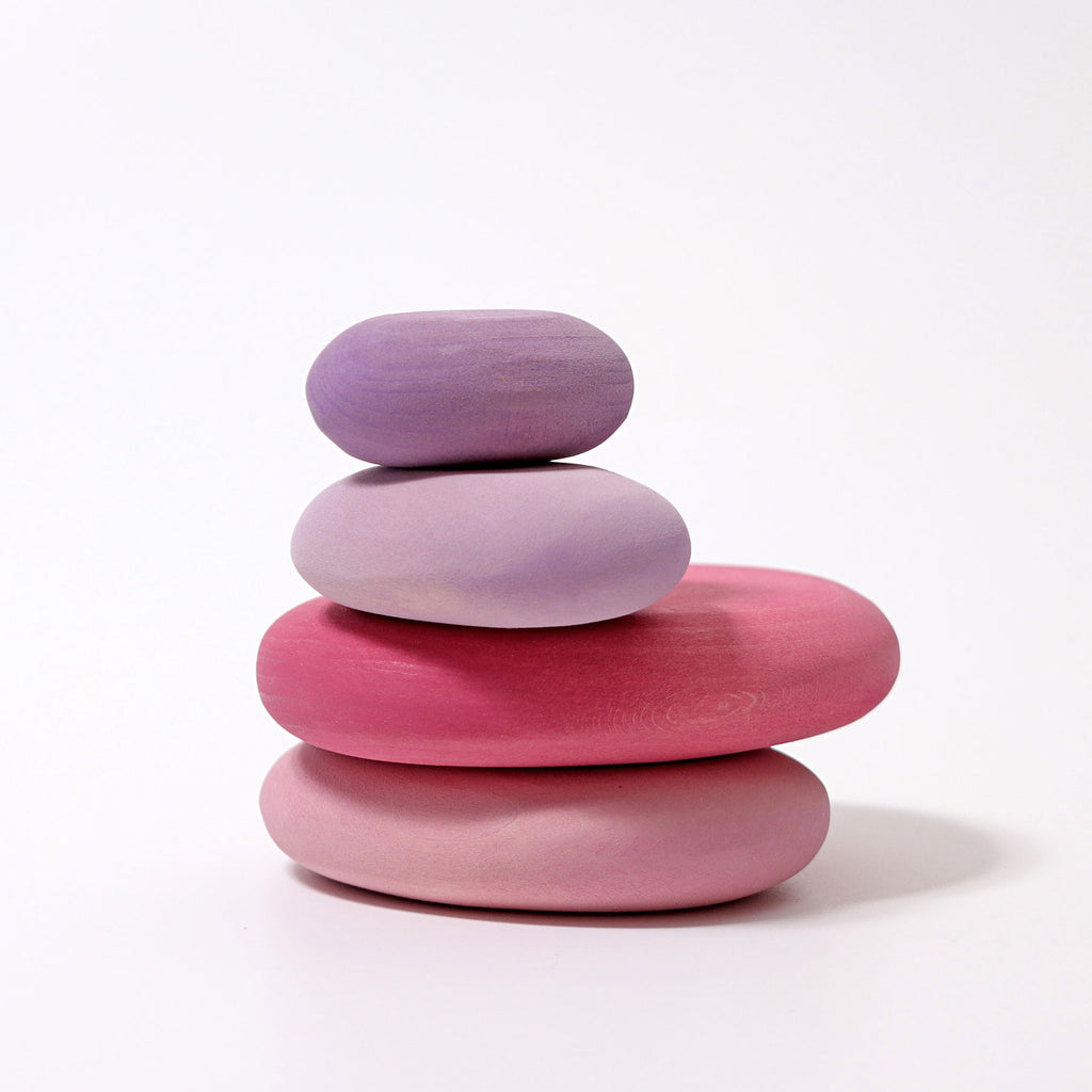 Grimm’s flamingo wooden stacking pebbles sold by a small shop in Canada 