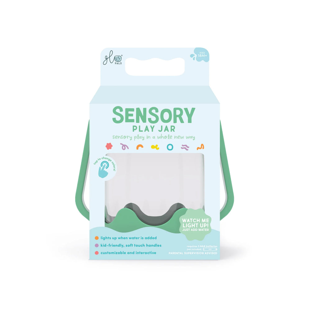 Glo pals sensory play jar in green sold by a small shop in Canada 