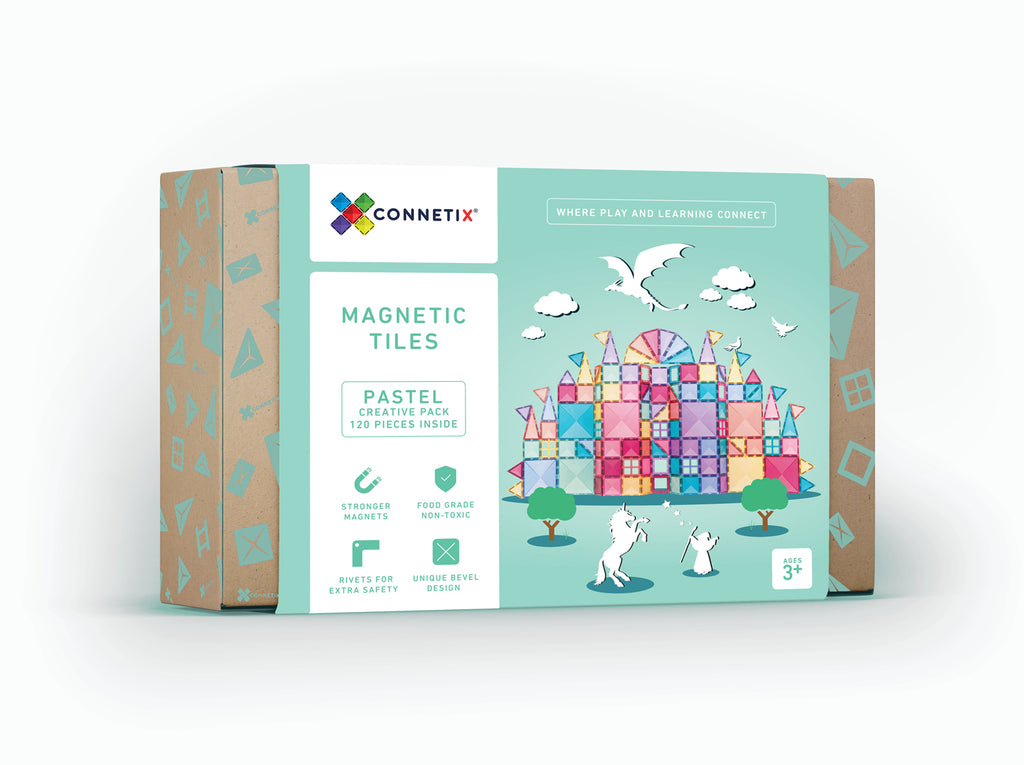 Connetix tiles pastel creative pack for play and STEM learning sold by a small shop in Canada 