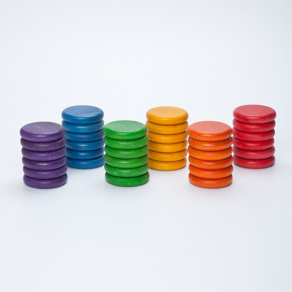 grapat wooden loose part rainbow coins