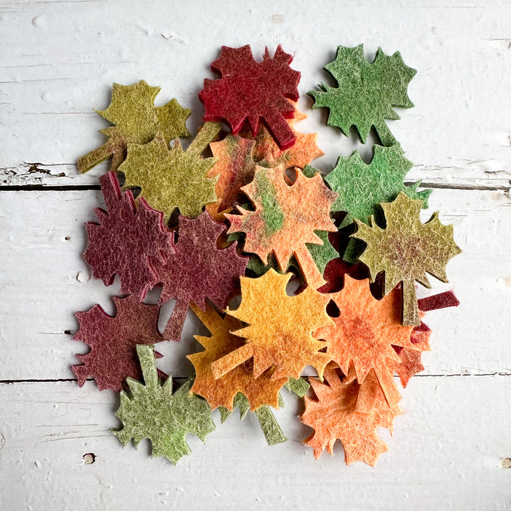 Die cut felt fall maple leaves available from a small shop in Canada 