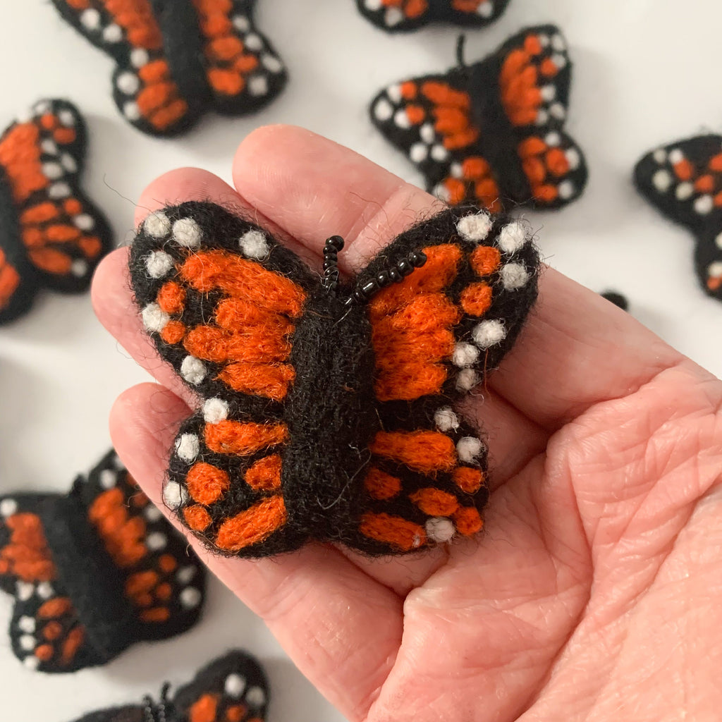 Felt monarch butterfly toy available from a small shop in Canada 