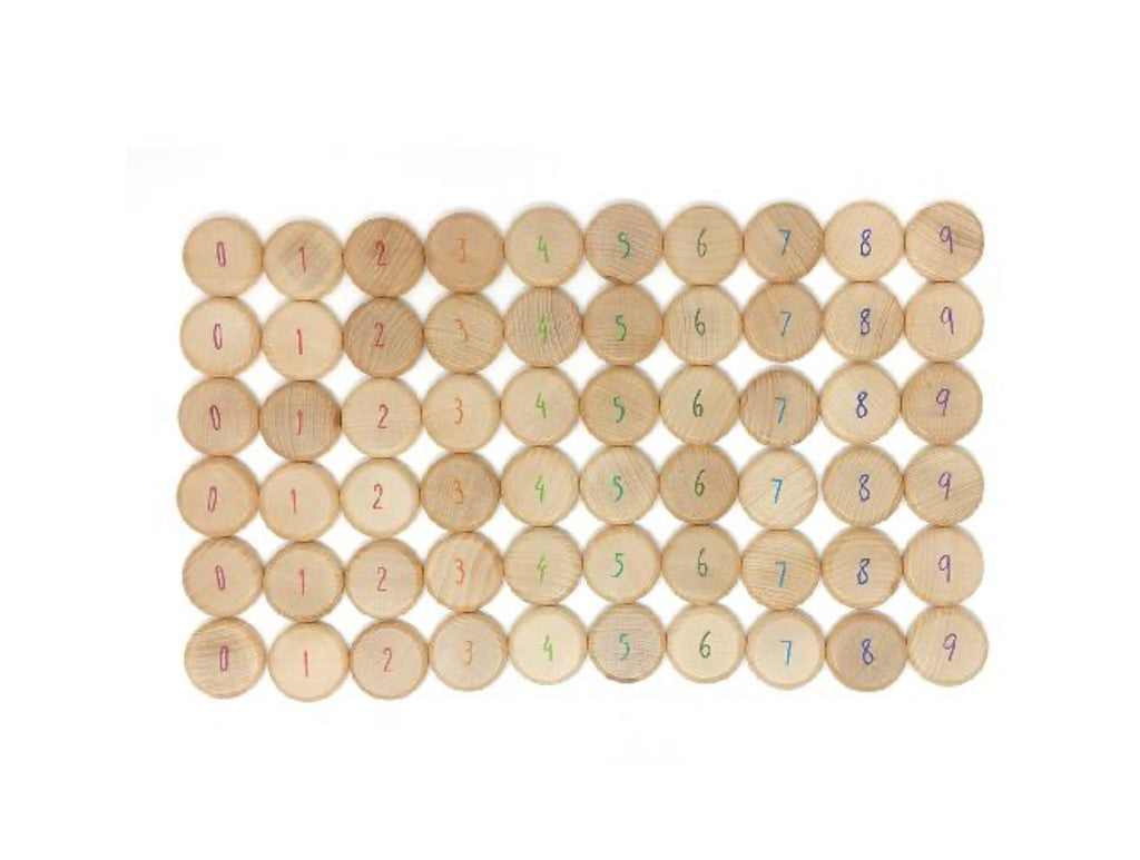 grapat wood counting coins from zero to nine
